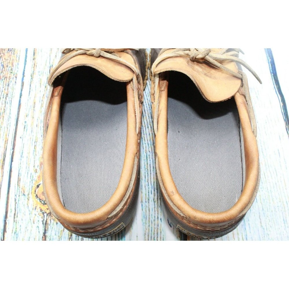 LL Bean Unlined Brown Leather Rubber Low Ankle Gum Shoe Duck Boots M 7 L 9 - Picture 7 of 10